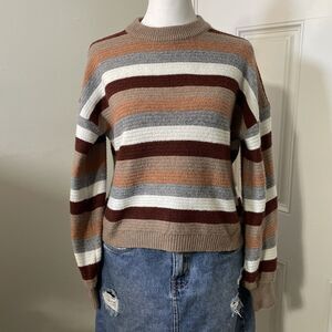 Pink Republic Women's Pullover Striped Multicolor Sweater Long Sleeve Size XS